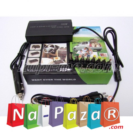 Универсално зарядно за лаптоп на 220V и 12V (изход 12-24V 100W)